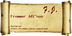 Frommer János névjegykártya